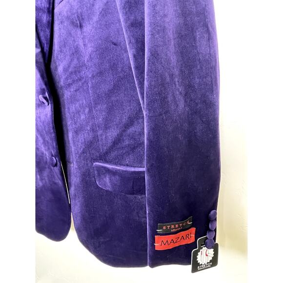 Mazari Men's Purple Party S/C Fashion Velvet Sport Coat w/ Bow Tie 1010 - XS - Picture 4 of 9